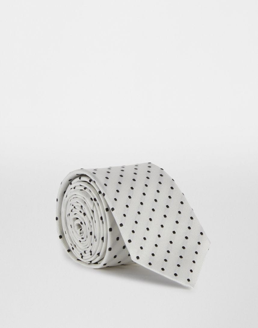 Cravatta bianca in seta jacquard  