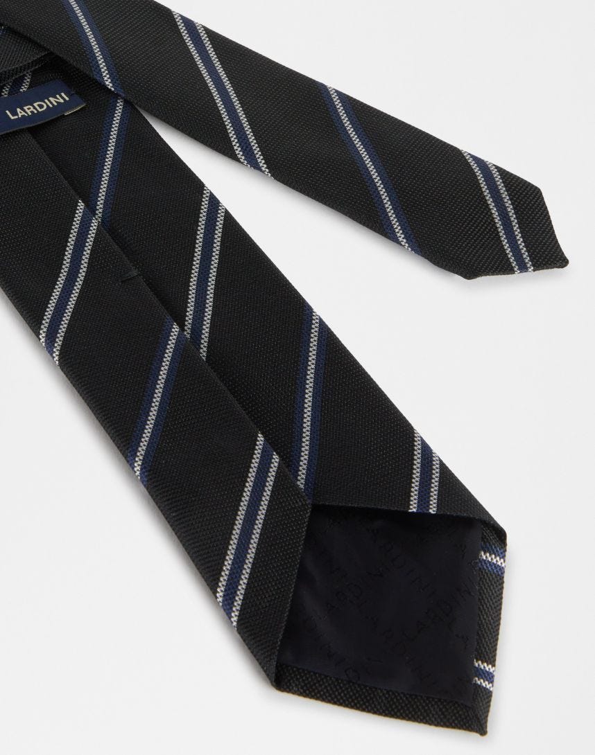 Black regimental silk tie  