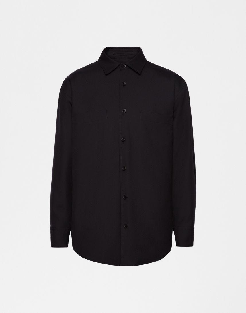 Monotone black relaxed shirt jacket