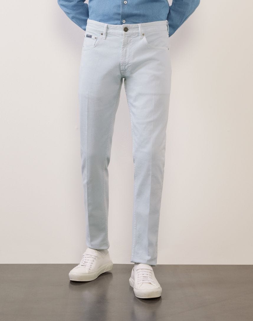 Sky blue pinstripe effect trousers  