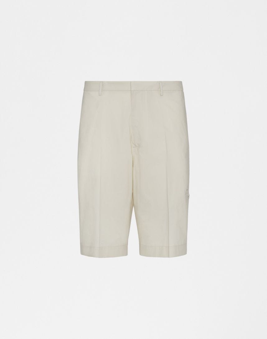 Monotone cream Pelle Ovo cotton Bermuda shorts