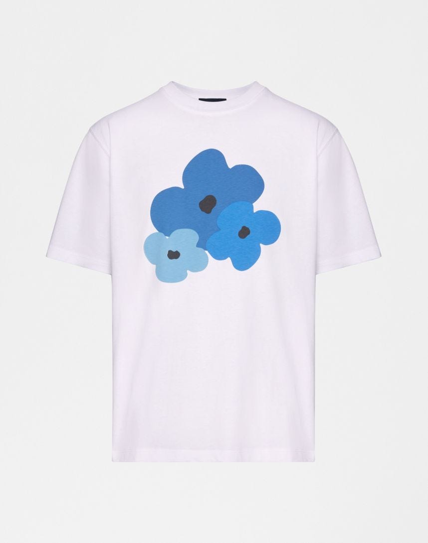 T-shirt stampata bianco/blu Terzini