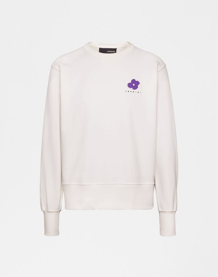 Terzini cream and violet crew neck sweatshirt