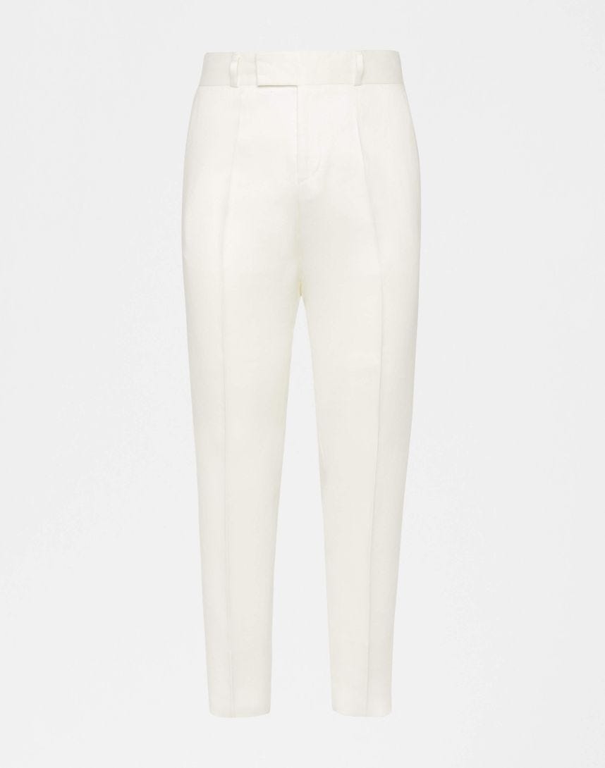 Pantalone bianco in drill di lino