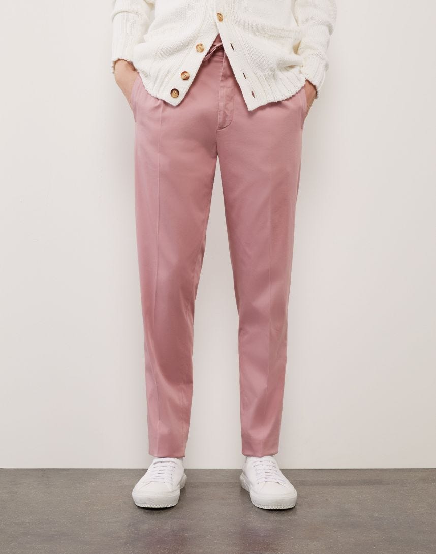 Pantalone rosa in drill di cotone