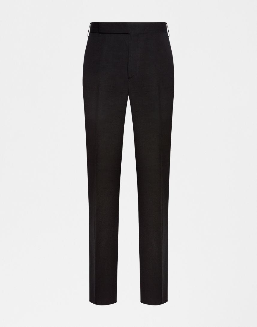 Attitude black silk blend trousers