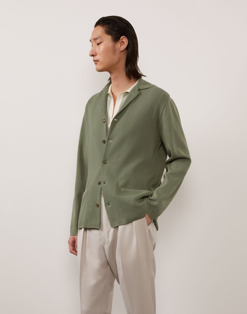 Green knit shirt jacket