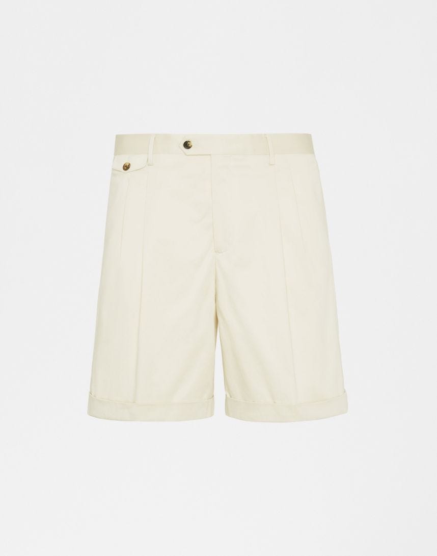 Beige cotton Bermuda shorts