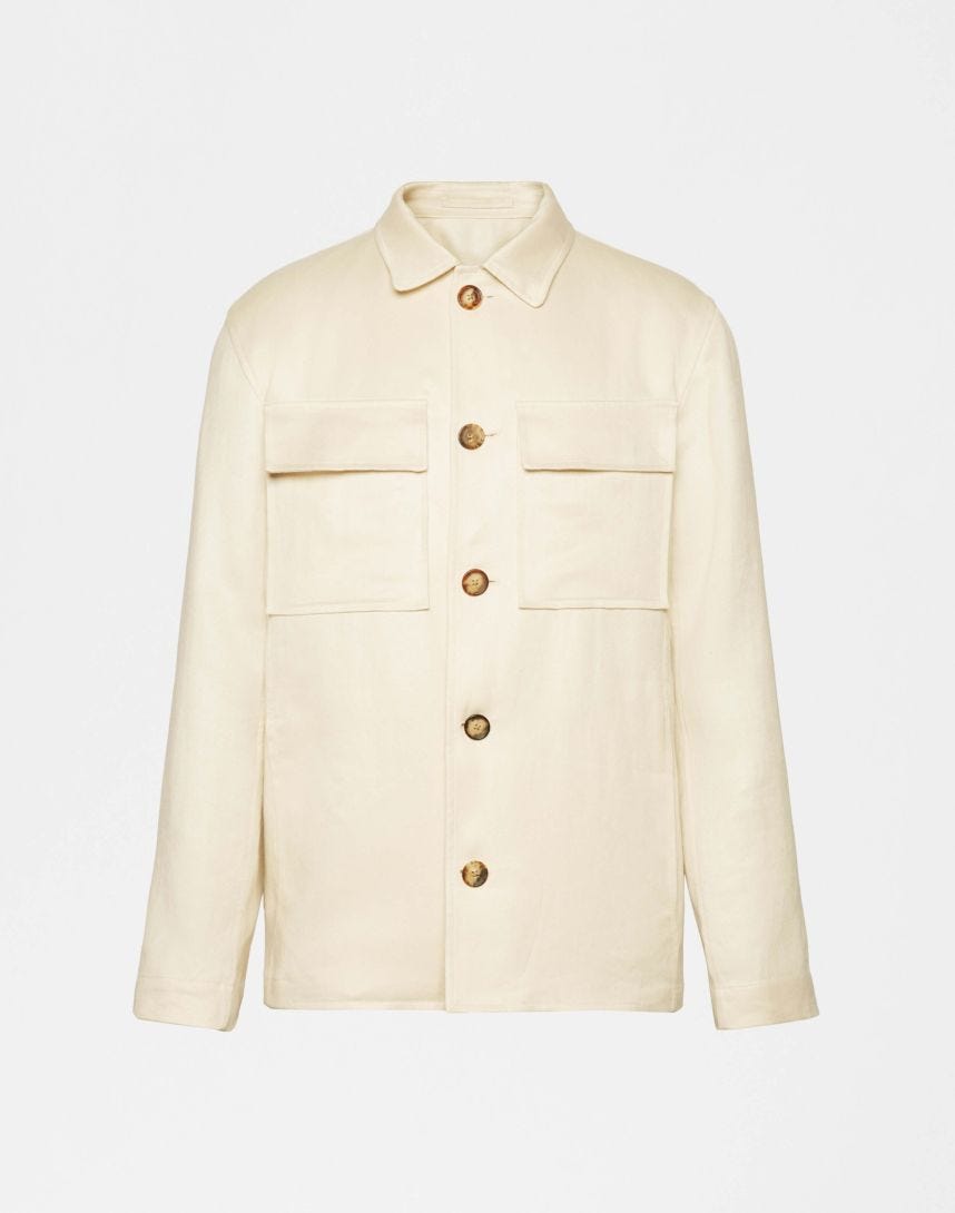 Cream long sleeve shirt jacket