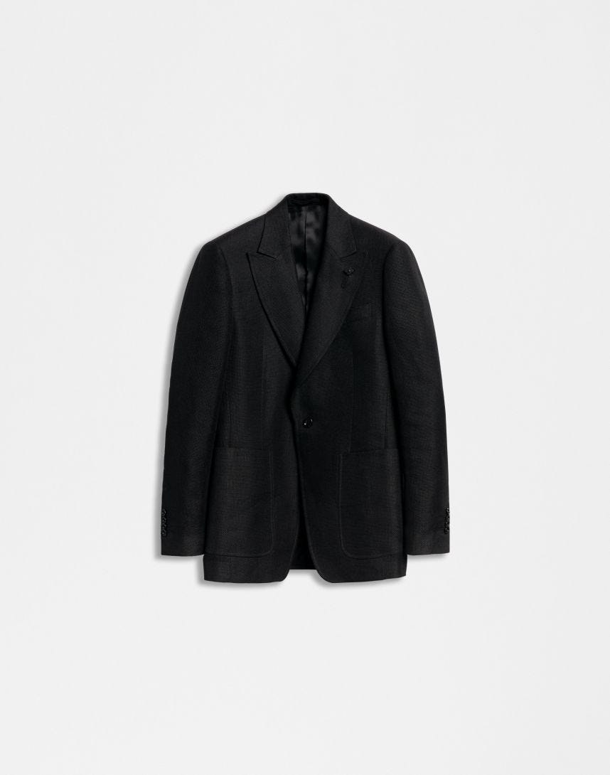 Attitude single-breasted black linen jacket