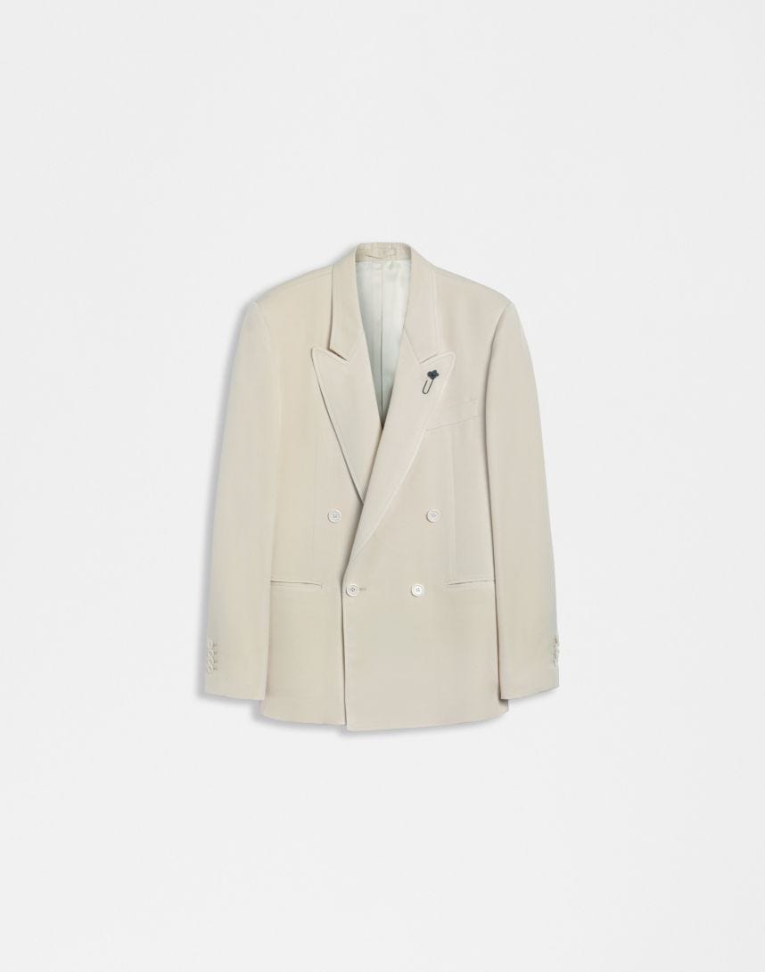 Cream silk and viscose Attitude double-breasted jacket