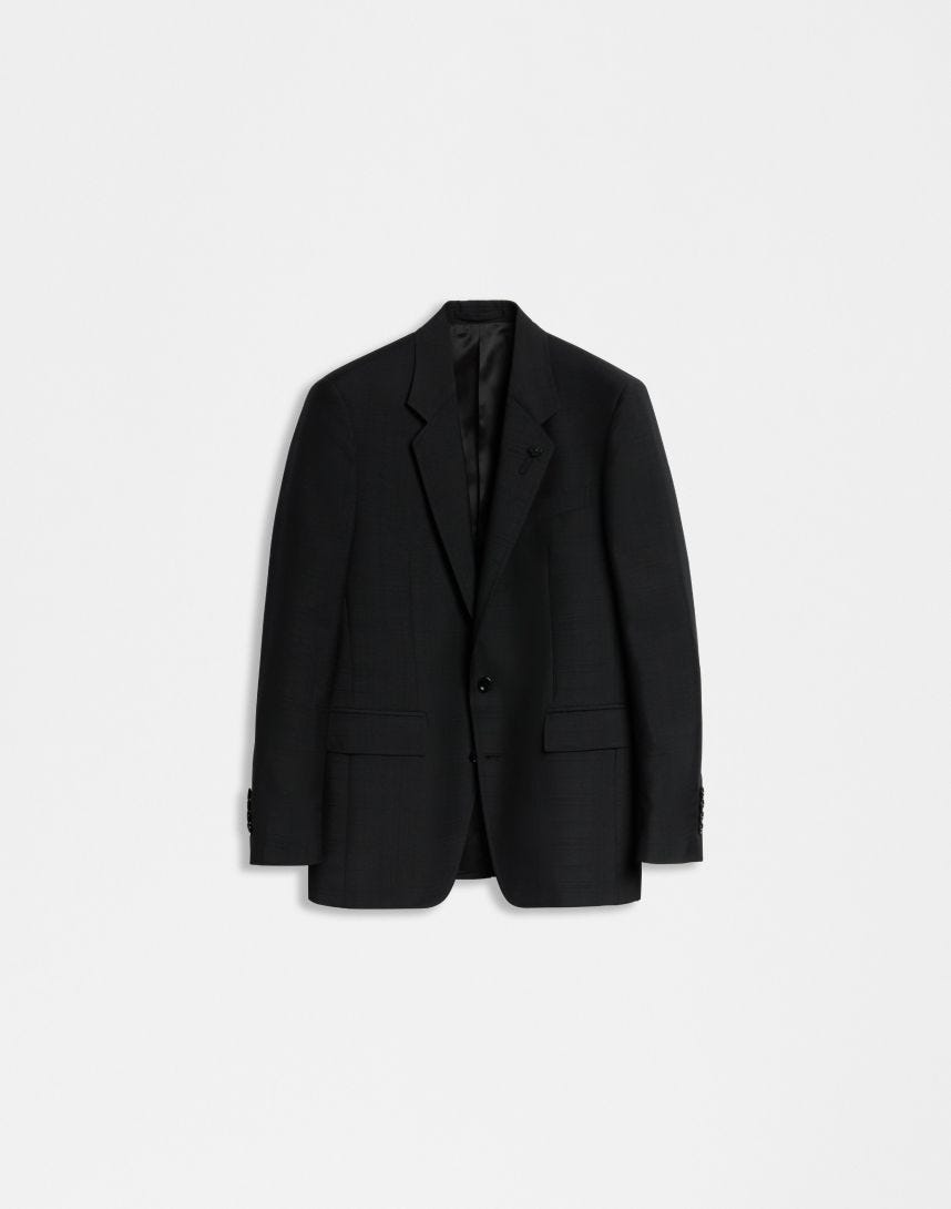 Black single-breasted Attitude blazer made of wool and mohair