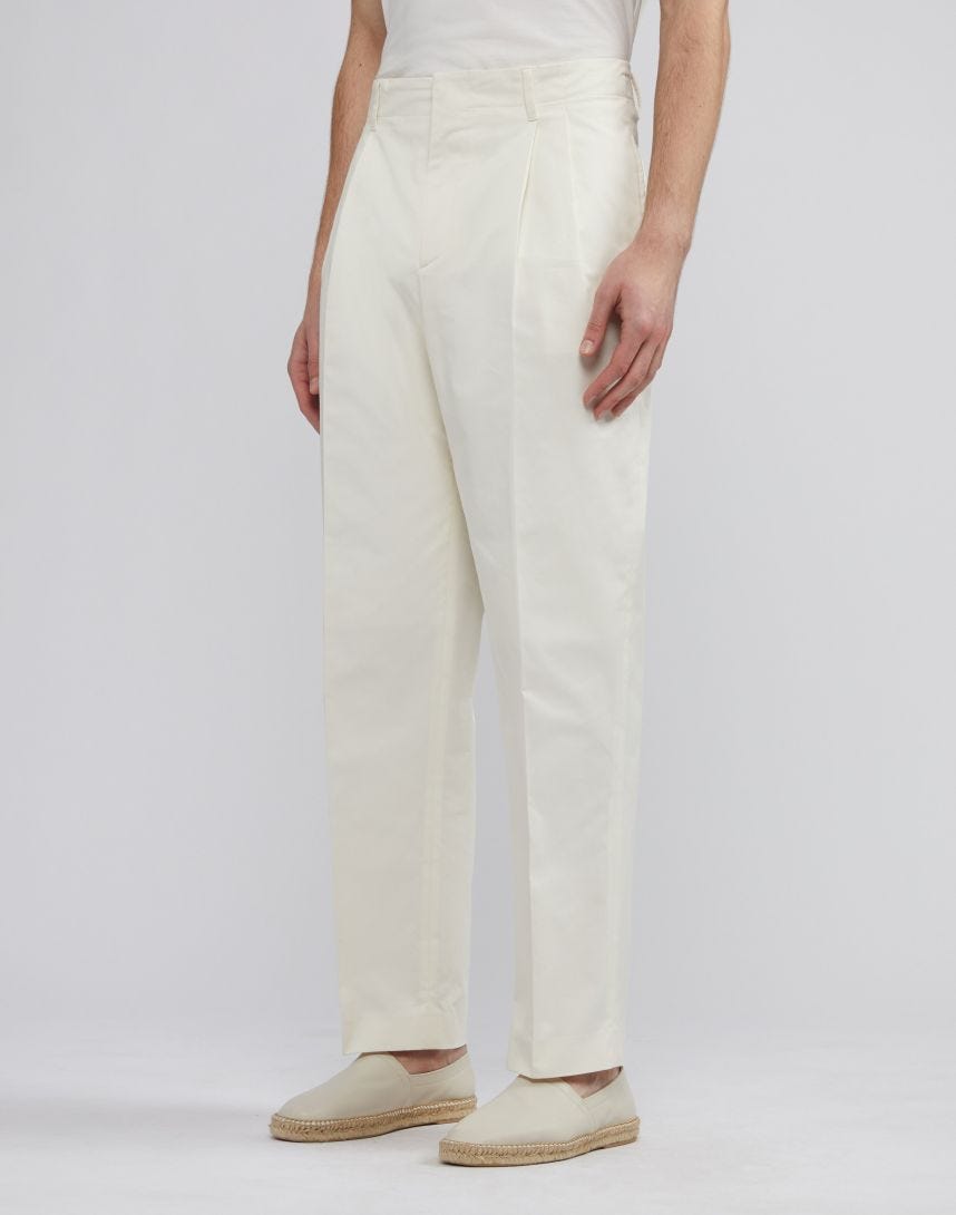 Beige stretch cotton drill trousers