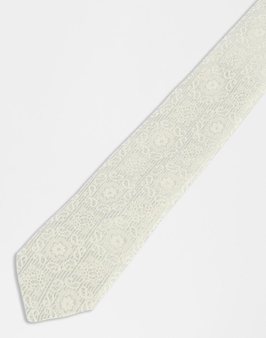Linen and cotton tie with a jacquard design