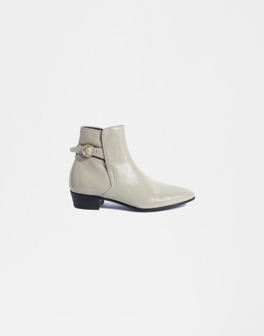 White Naplack leather ankle boot