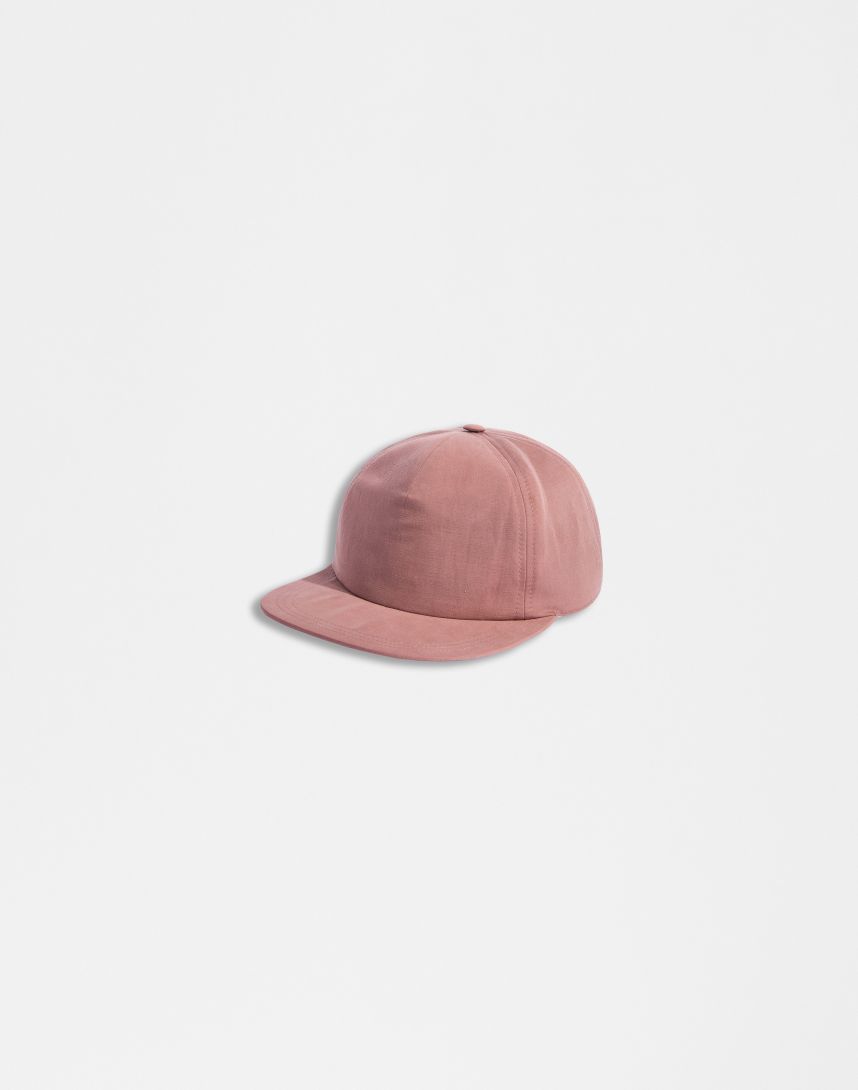 Pink micro-tencel and linen baseball cap