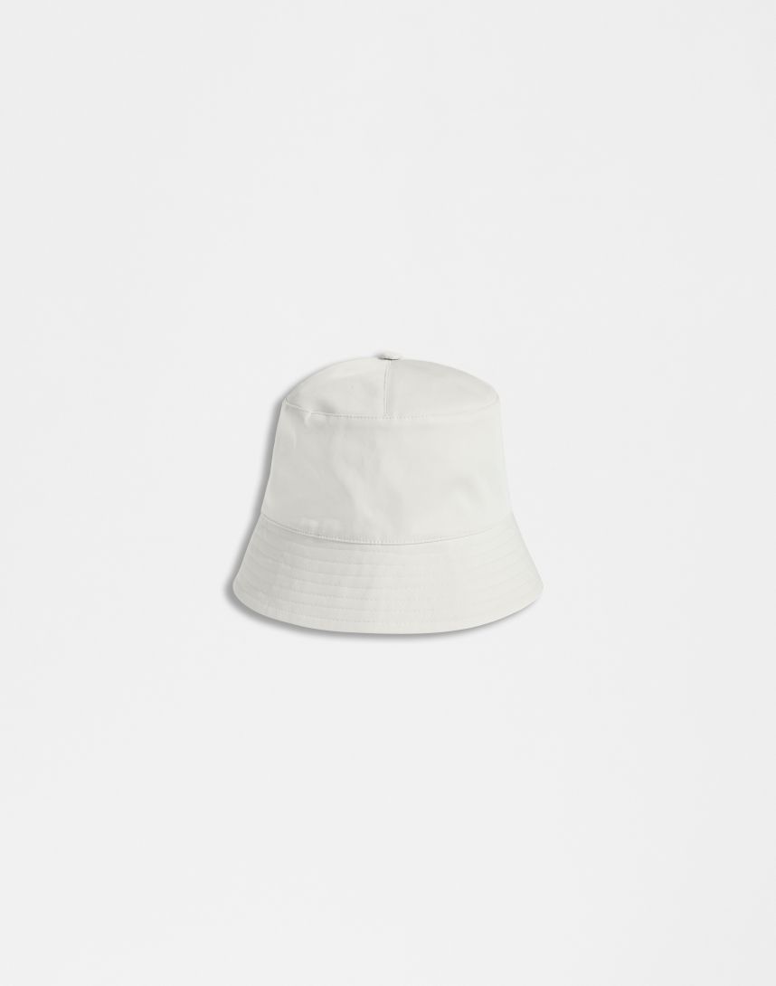 White stretch cotton drill bucket hat