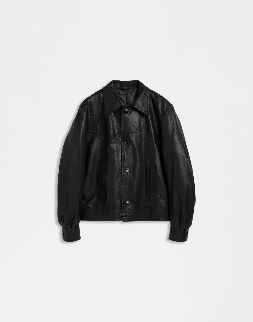 Lined black leather jacket