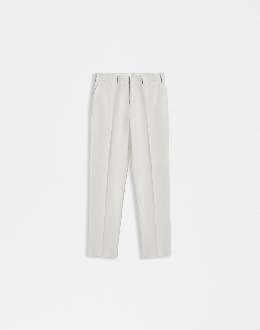 Cream pleatless trousers