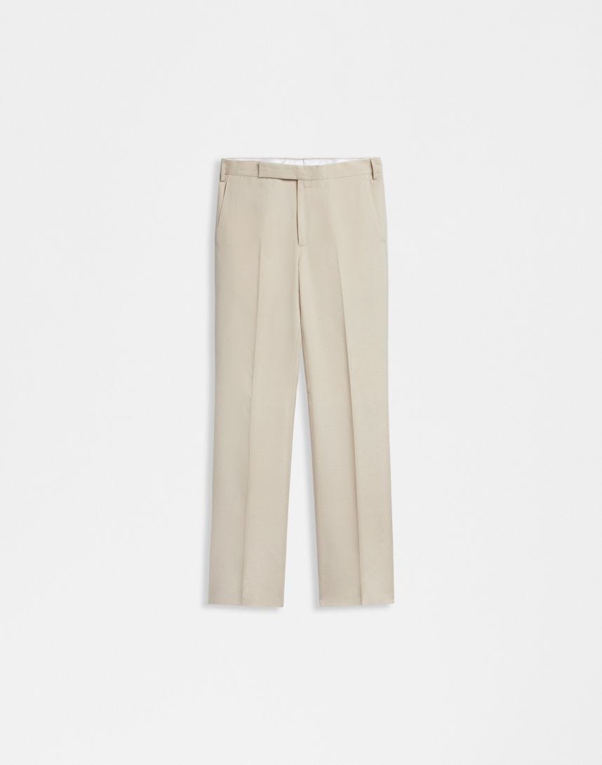 Cream Attitude trousers with wide hem
