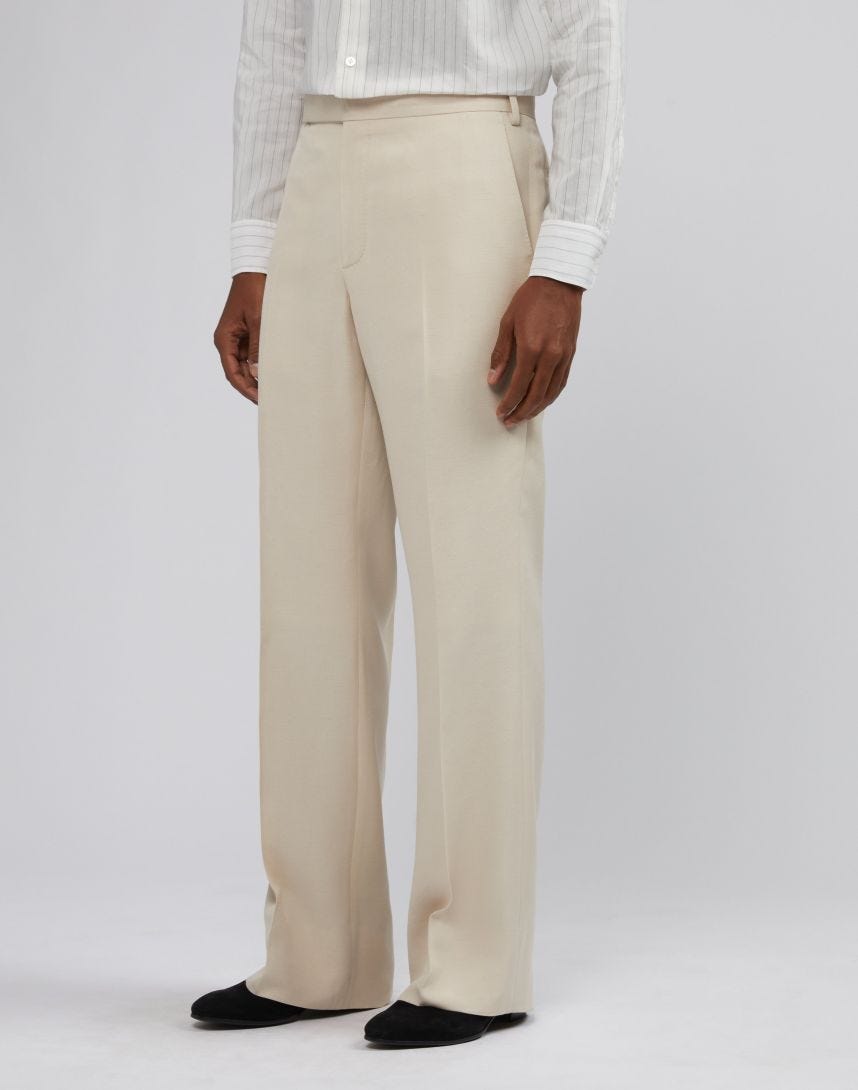 Pantalon crème Attitude avec bas large