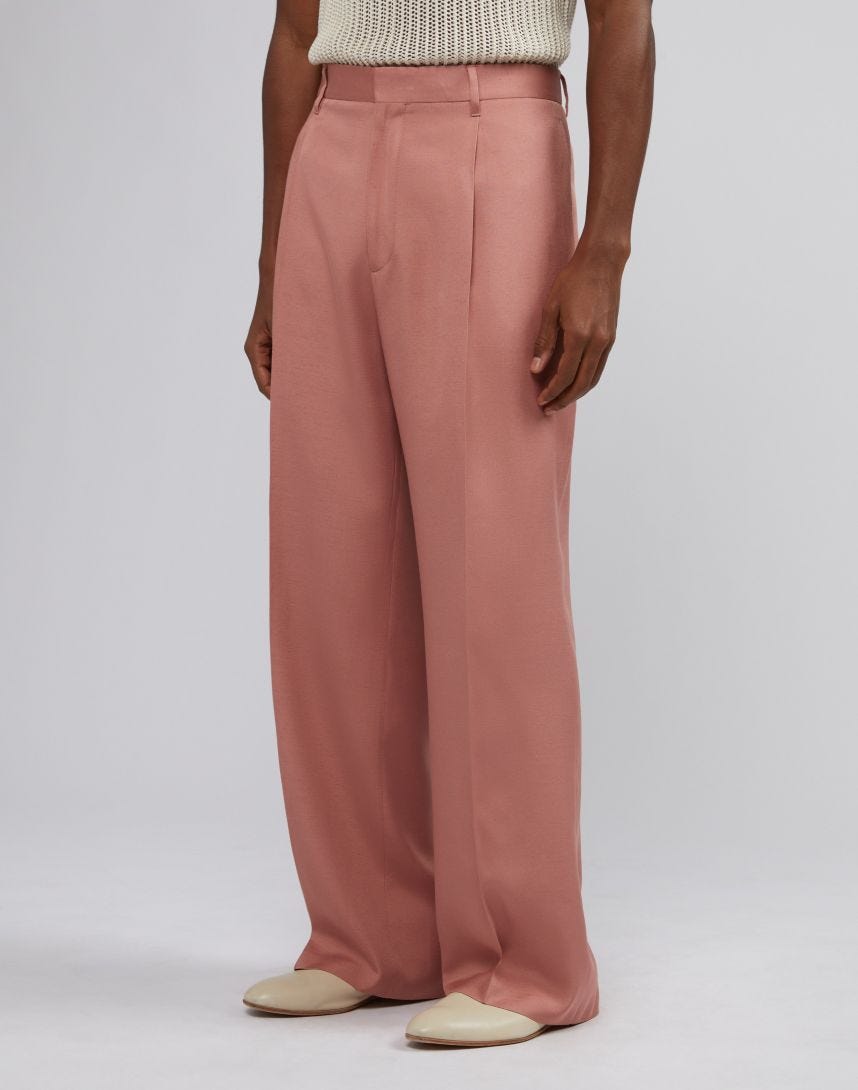 Pantalon confortable en viscose rose