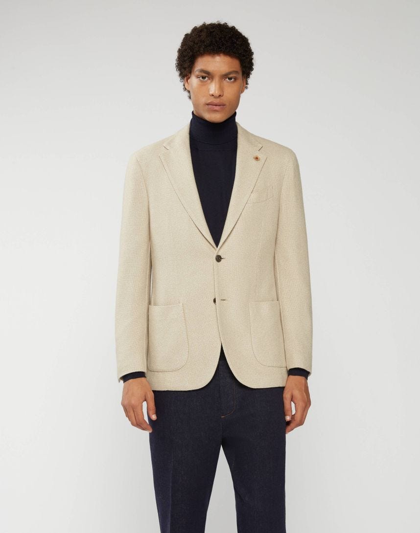 Cream-and-beige jacket in cashmere and silk - Supersoft 