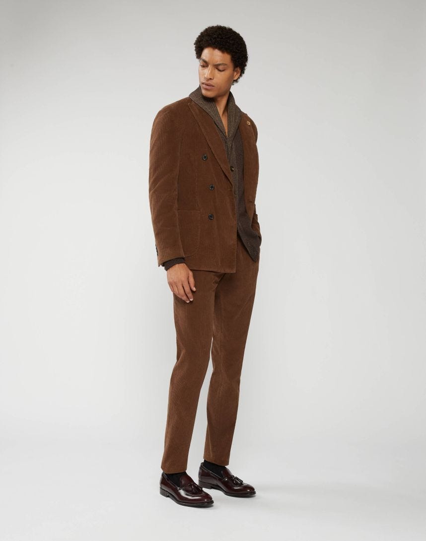 Suit in camel-brown corduroy - Supersoft 