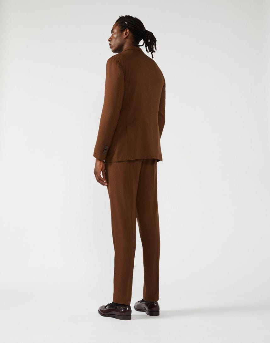 Brown suit in stretchy wool - Supersoft