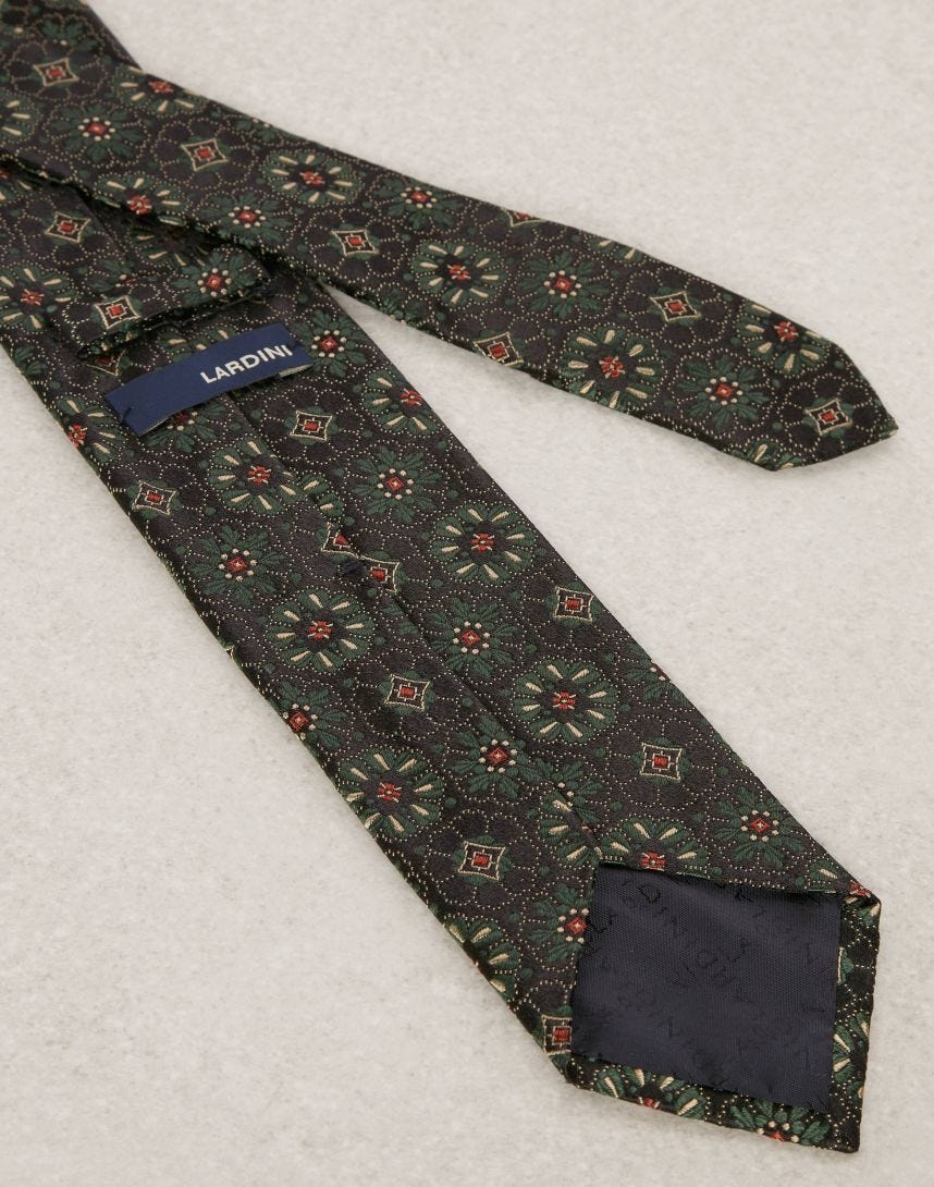 Cravate jacquard avec motif floral en soie