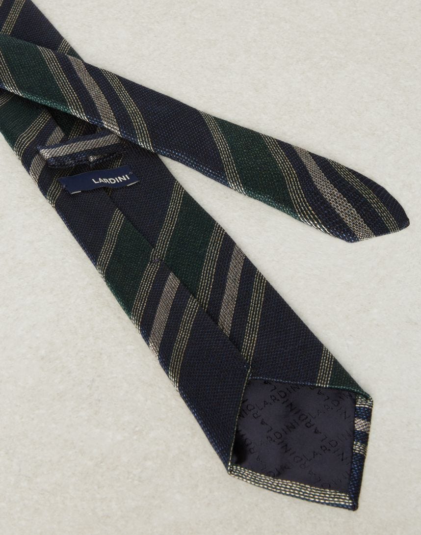 Cravatta regimental blu, verde e beige