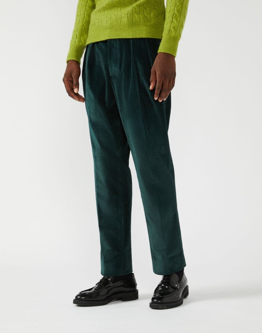 Pantalon vert en velours côtelé 