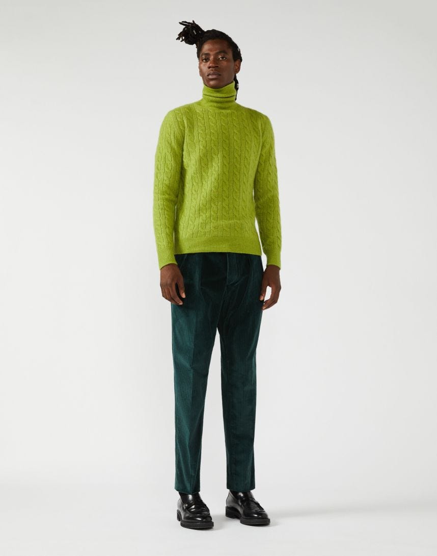 Pantalon vert en velours côtelé 