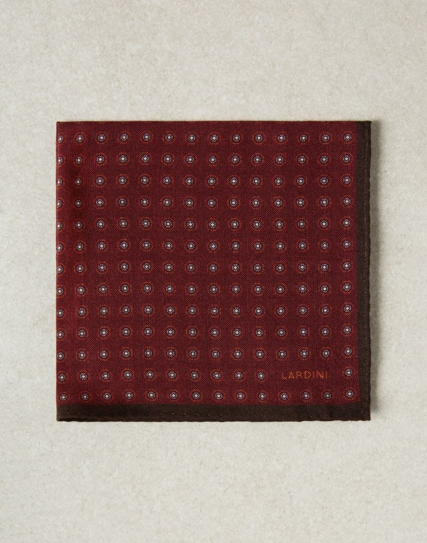 Pocket square in wool gauze with a geometrical print
