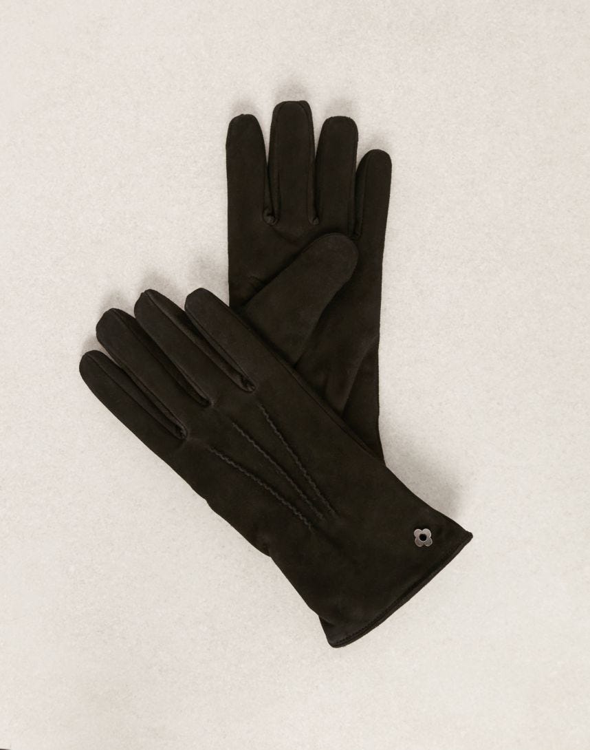 Black gloves in suede and cashmere 