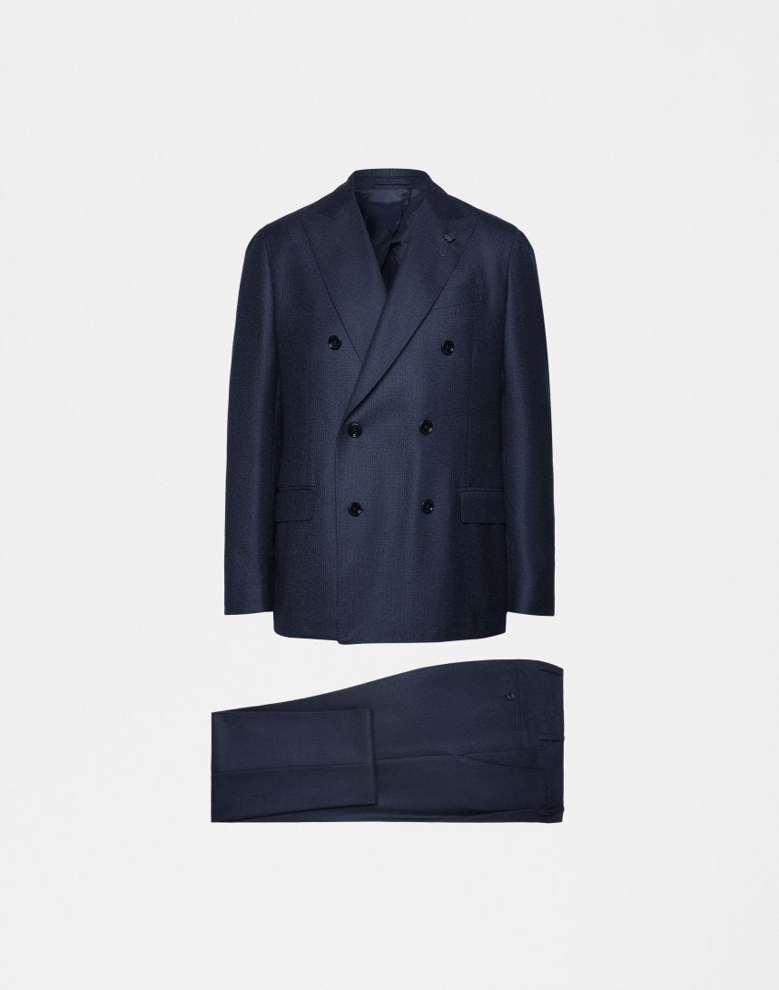 Special Line blue double-breasted suit