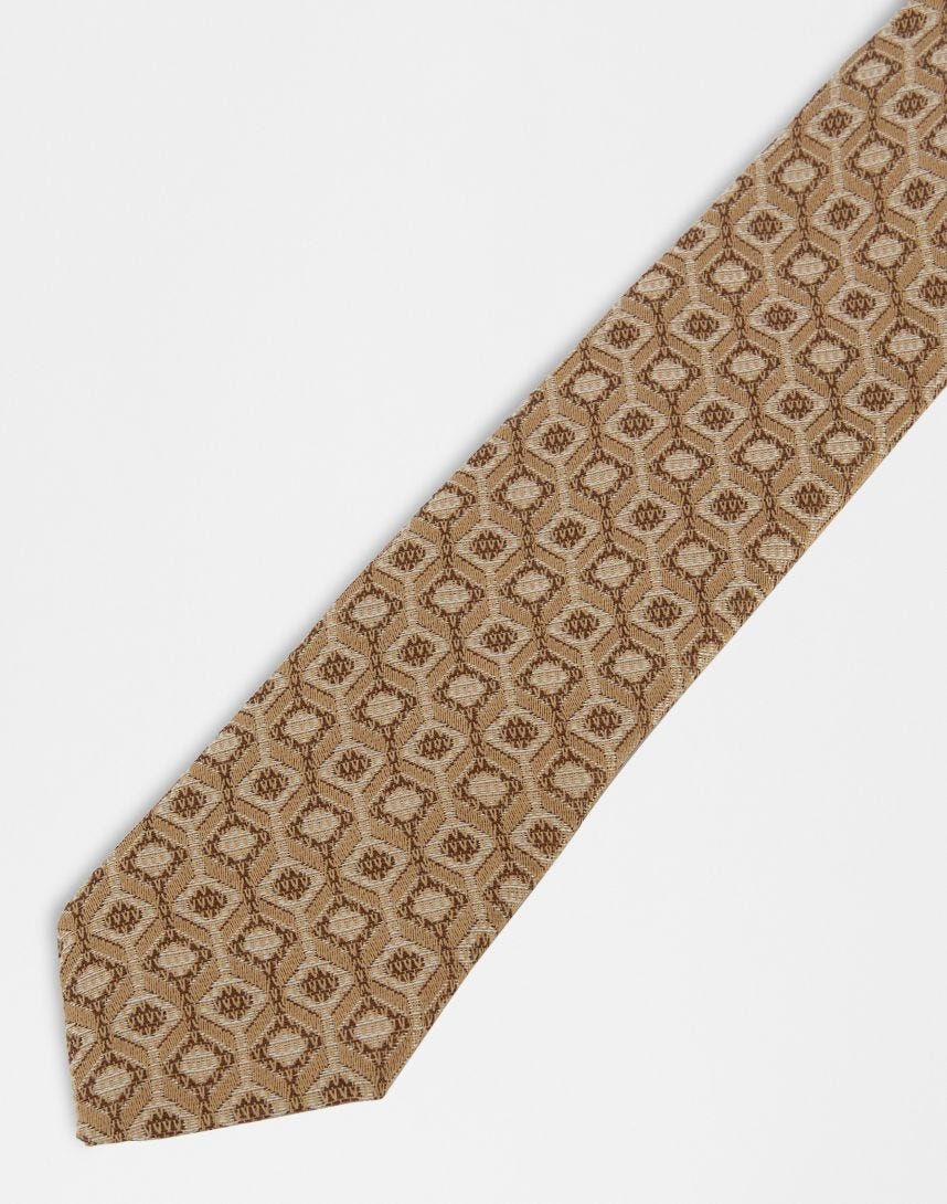 Silk and wool necktie with geometric print