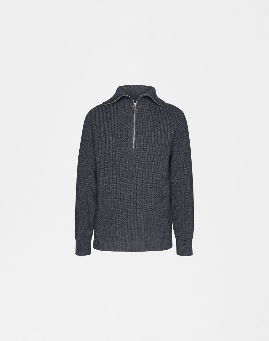 Monotone gray high-neck zippered sweater
