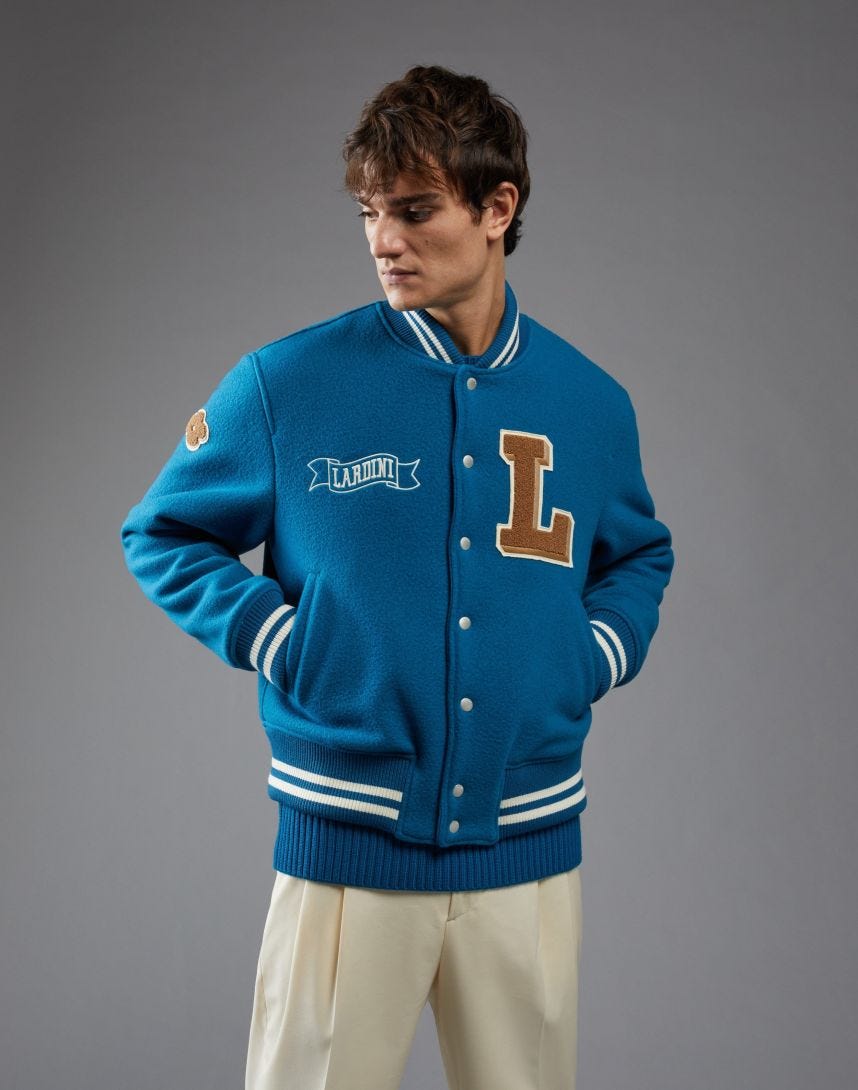 Light blue Terzini for Lardini short Varsity jacket