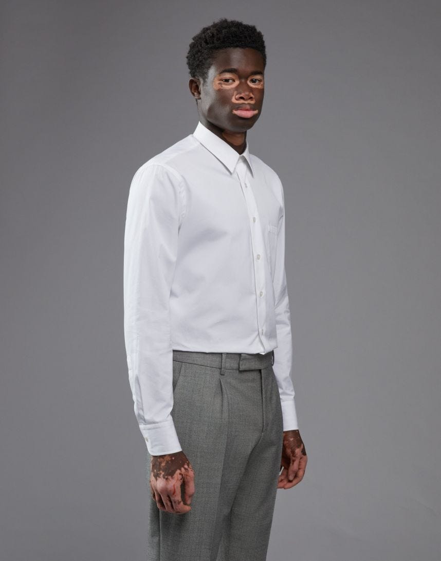 White long sleeve shirt with classic collar