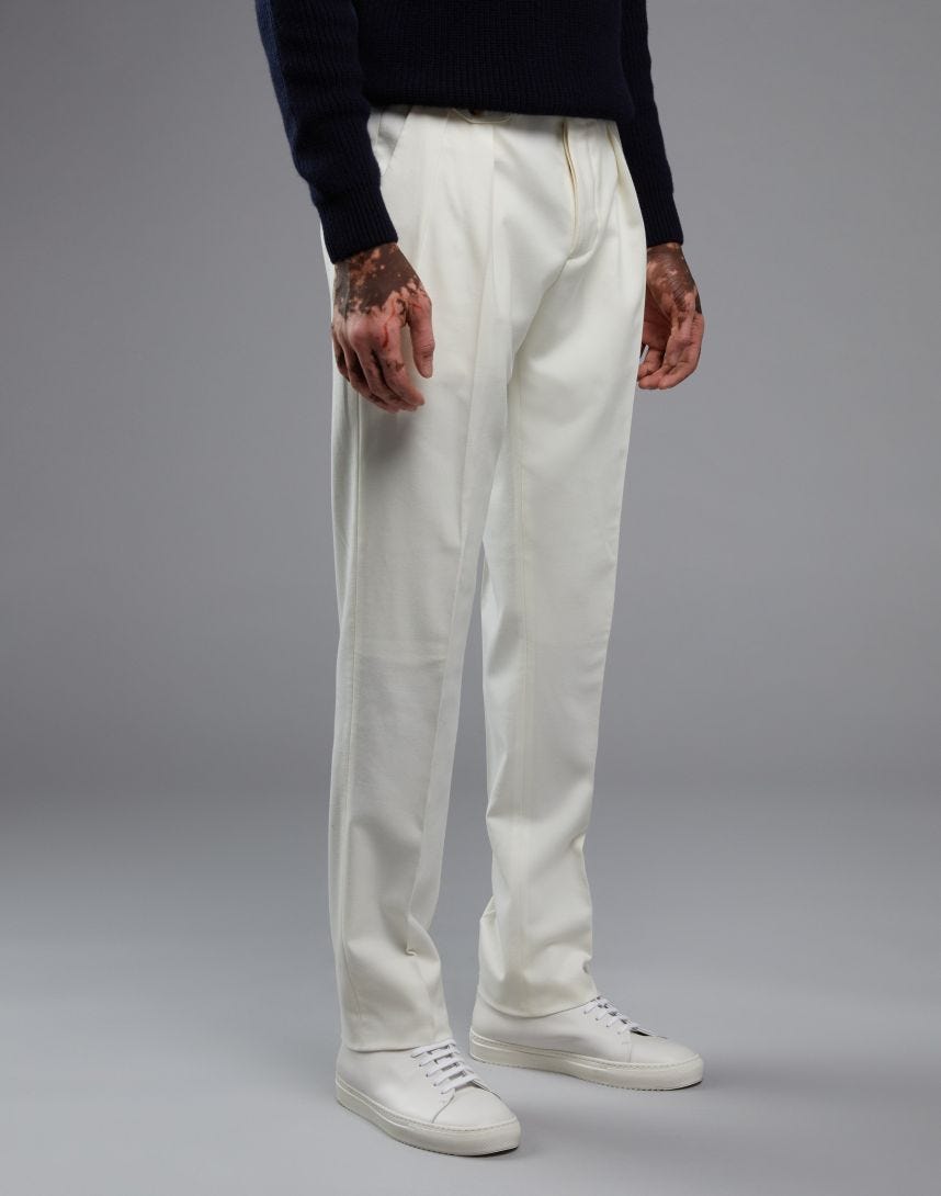 Cream slant pocket pants