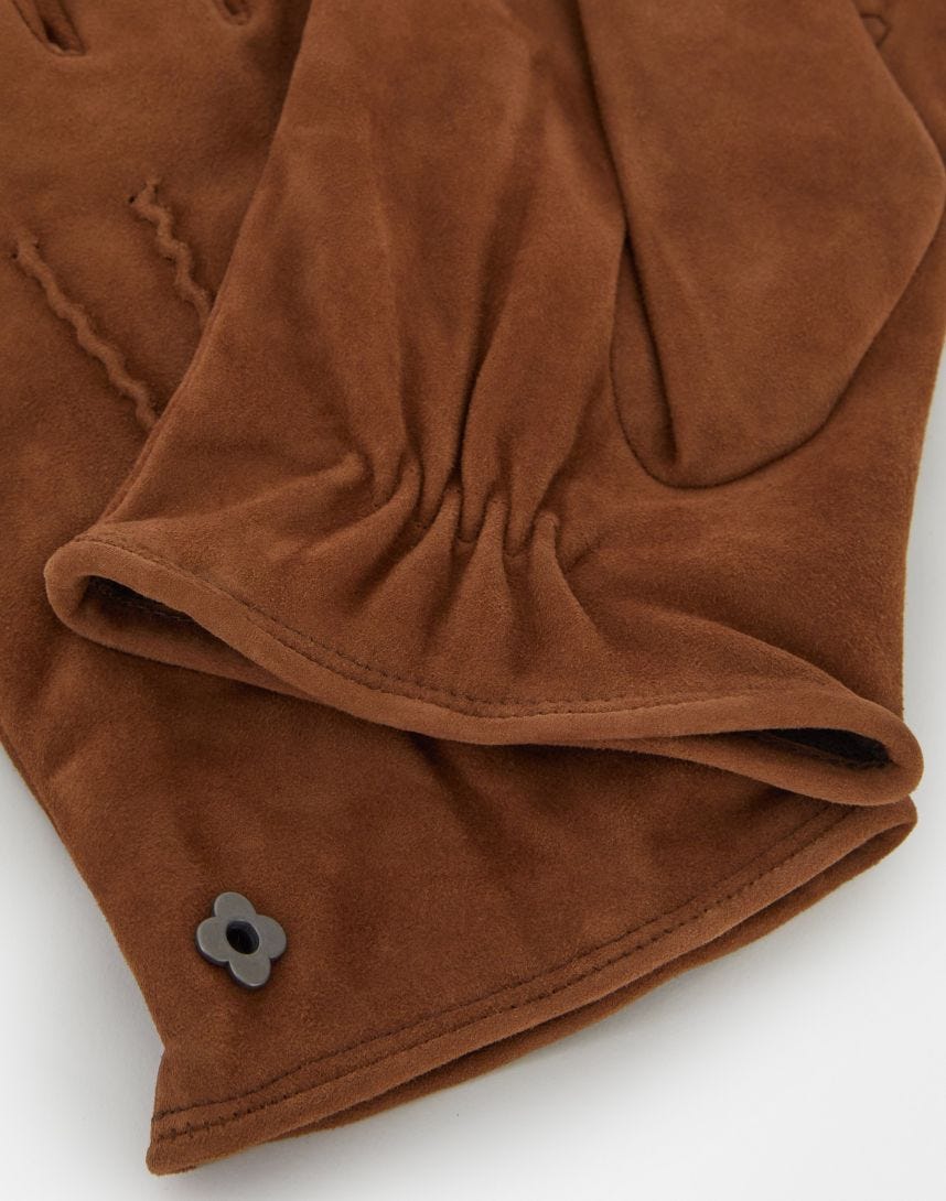 Light brown suede leather and cashmere gloves