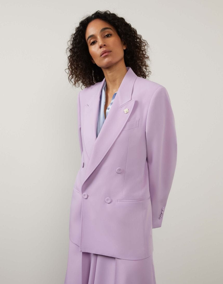 Wisteria double-breasted tweed blazer
