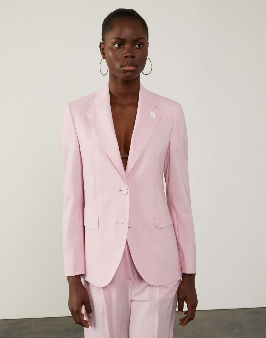 Pink two-button single-breasted blazer