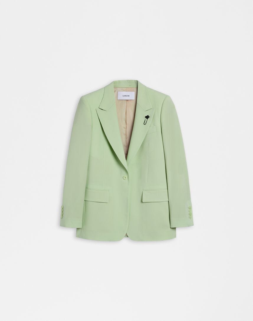 Grünes einreihige Jacke aus Stretch-Wollstoff