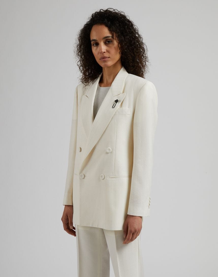 Double-breasted lurex pinstripe jacket