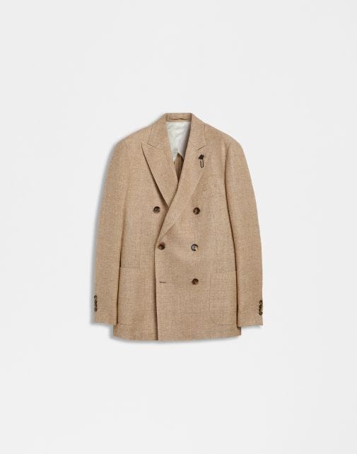 Special Line hazelnut 6-button double-breasted jacket