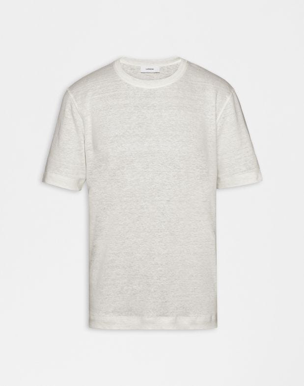 Pull ras du cou blanc à manches courtes en jersey Lardini
