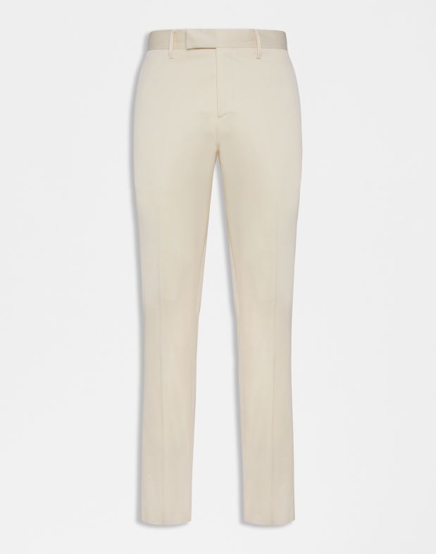 Pantalone crema senza pieghe in cotone