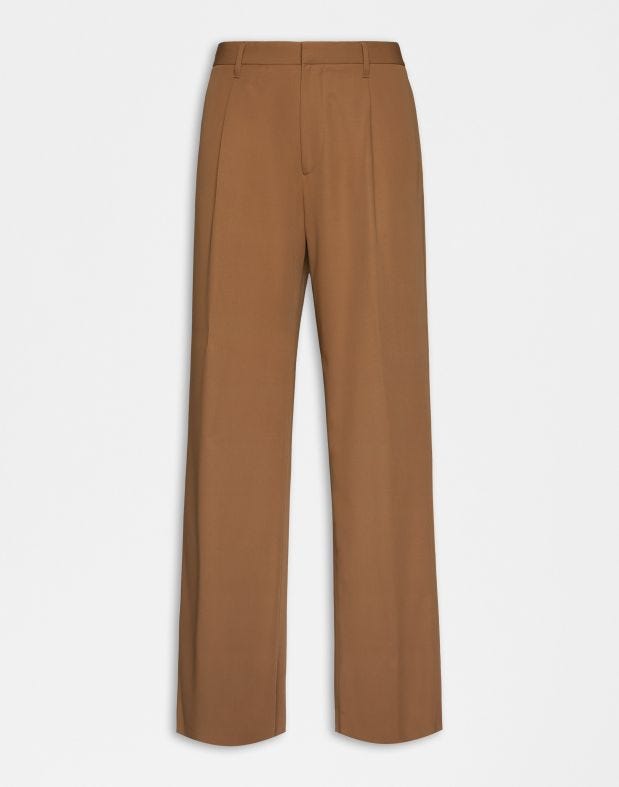 Pantalone color tabacco con piega in crepe